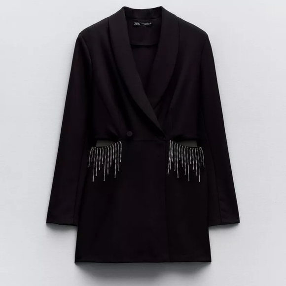 NWOT ZARA CUT OUT PLAYSUIT WITH RHINESTONES- SIZE MEDIUM - Picture 5 of 7